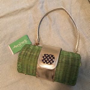 Lily Pulitzer Green Wicker Clutch